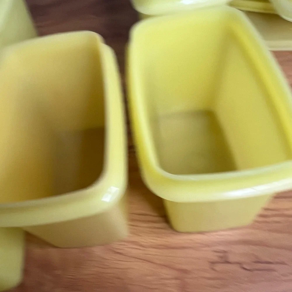 Vintage Tupperware Food Storage Lot of 7 Yellow White Rectangular Canisters